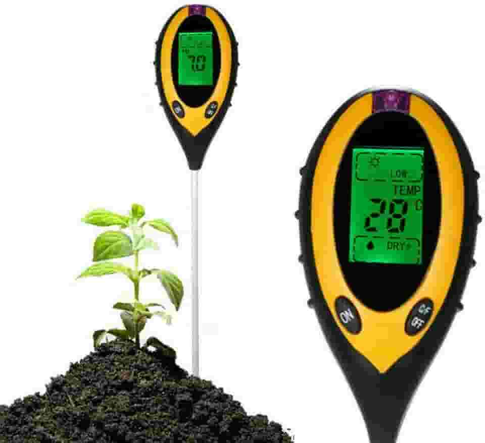 Medidor de pH do solo 4 em 1, medidor de temperatura do solo, medidor de água digital da planta do solo, luz do medidor de umidade e testador de pH para uso doméstico, jardim, gramado,