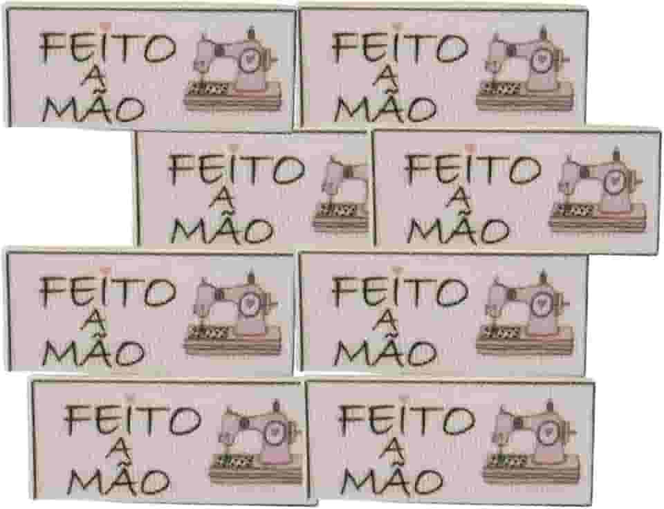 Etiqueta Termocolante Palavra Pronta Feito Á Mão Para Costura Criativa, Bordado, Bolsas, Crochê, Enxoval com 50 unidades