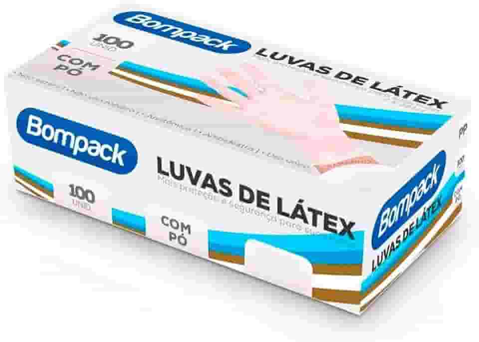 Luva Latex Bompack Industrial M C/Po C/100 (Nao Uso Medico)