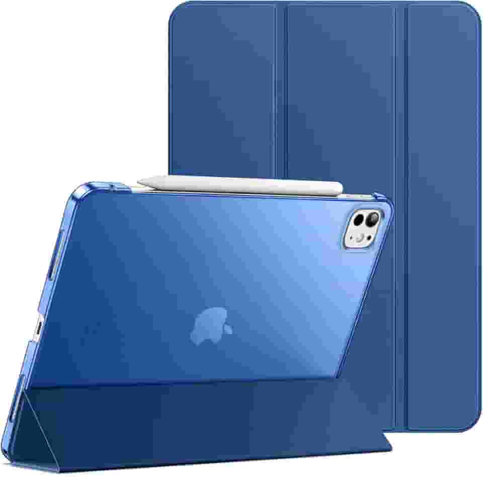 JETech Capa para iPad Pro 11 Polegadas M5/M4 (2025/2024) 6ª/5ª Geração, Concha Traseira Dura Tampa Inteligente Suporte Fino com Ativação/Repouso Automático (Marinha)