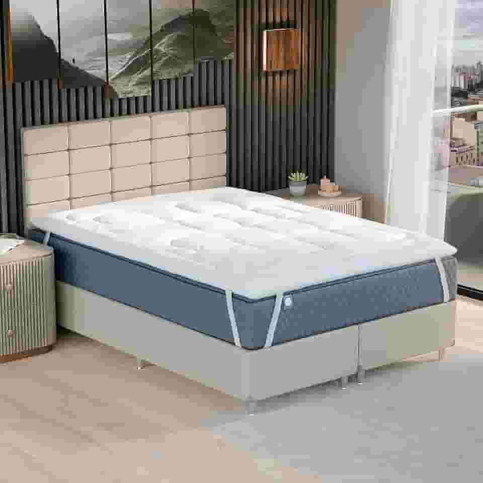 Pillow Top Casal Queen King Size Solteiro Fibra De Silicone 400 Fios Protetor Toque Macio Aveludado (Solteiro)