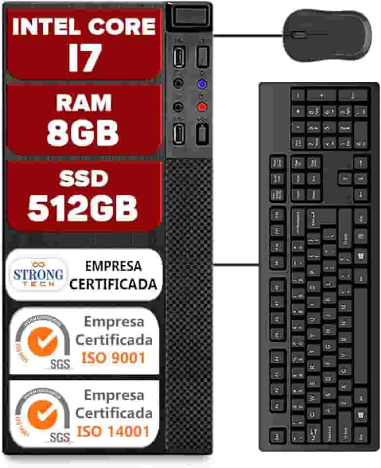 Computador Pc Intel Core i7 8GB SSD 512GB Hdmi Teclado e Mouse Cpu Desktop Strong Tech