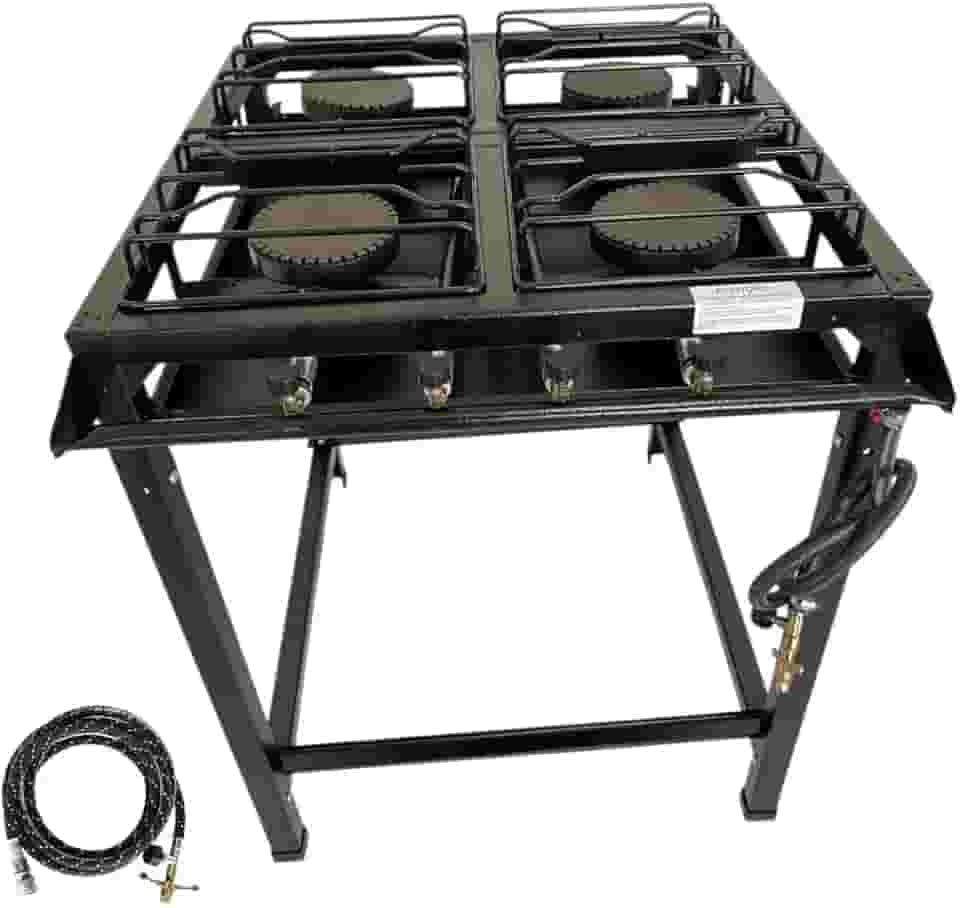 Fogão Industrial 4 Bocas Alta Pressão, FERRO FUNDIDO, 68x65x80 cm, Base Removível, Pés de Borracha