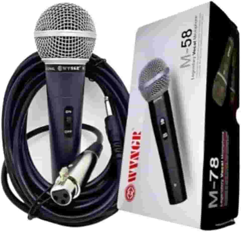 Microfone Dinamico Com Cabo 5M Profissional Sm-58 Wvngr Amplificador/Karaokê/Conferências