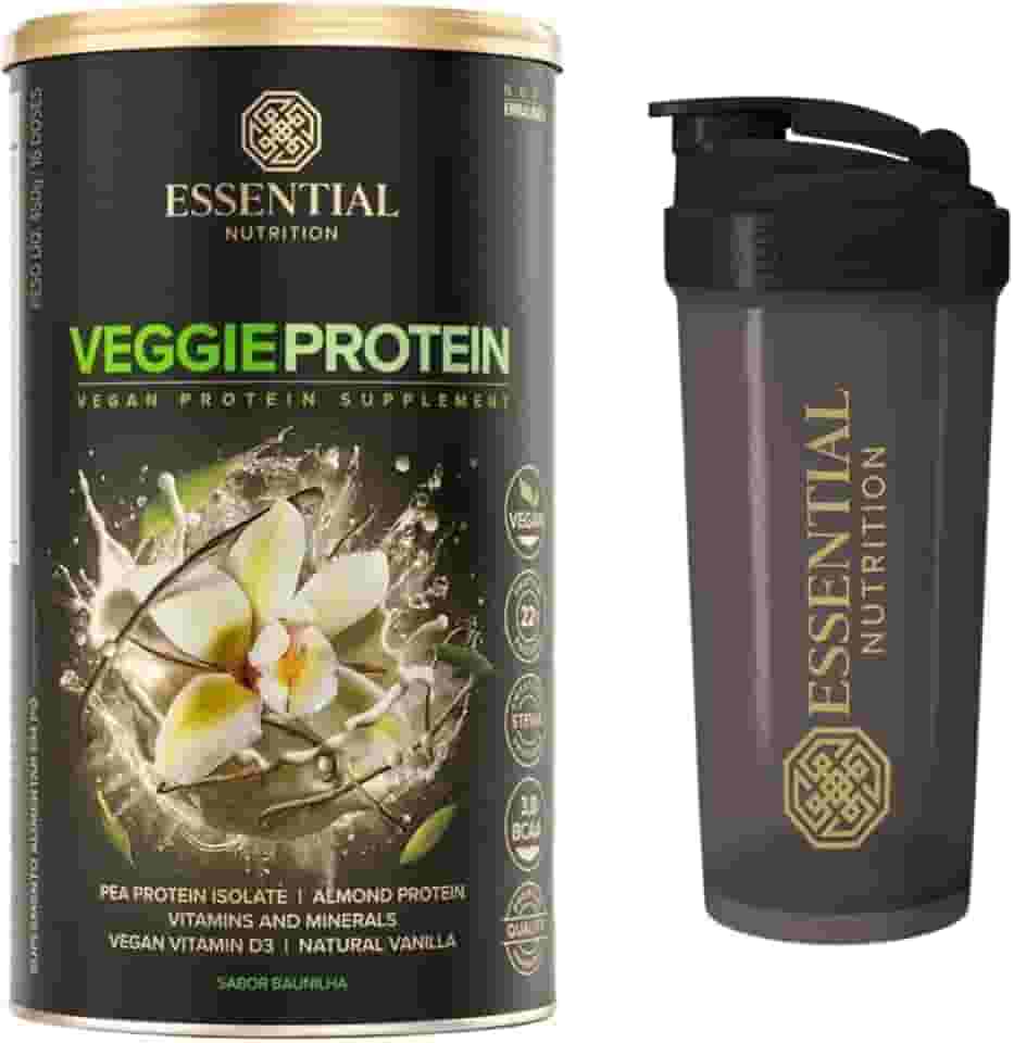 Veggie Whey Protein - Essential Nutrition - Vanilla (Baunilha) + Coqueteleira Oficial (Proteína Isolada vegana/vegetariana)