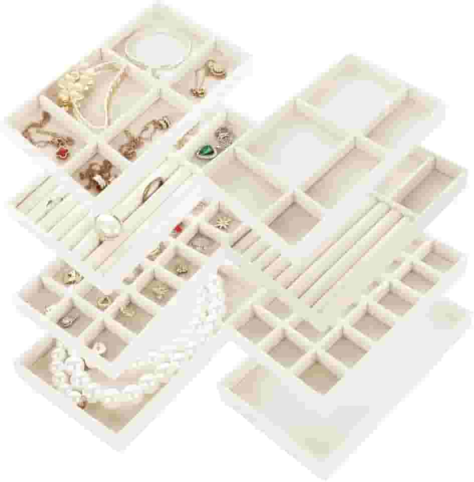 Porta Joias, Kit 8 Porta Joias Organizadores para Gaveta, Oganizador de Bjuterias para Colar, Brinco, Pulseira, Relógio e Anel, Porta Joias Organizadora