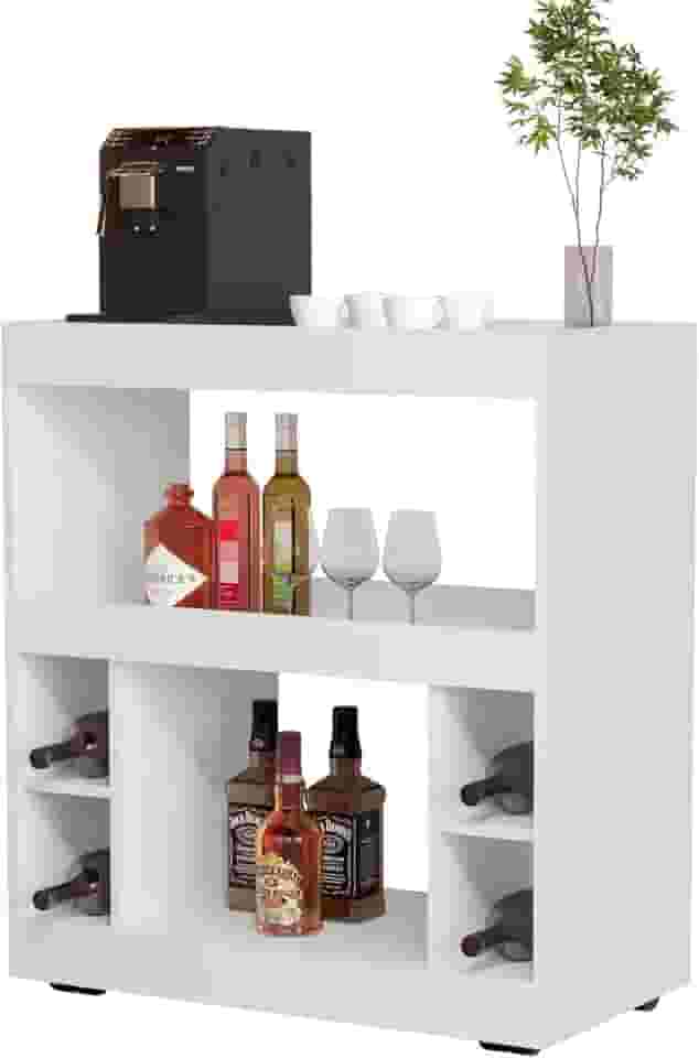 Aparador Adega Egeo, Móvel Bar com Prateleiras para Vinhos e Bebidas (BRANCO)