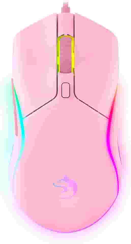 Mouse Gamer Rosa LED RGB 8000DPI com Software Programável Sensor Gamer Profissional Fade Fofinho Feminino Presente Ozzix