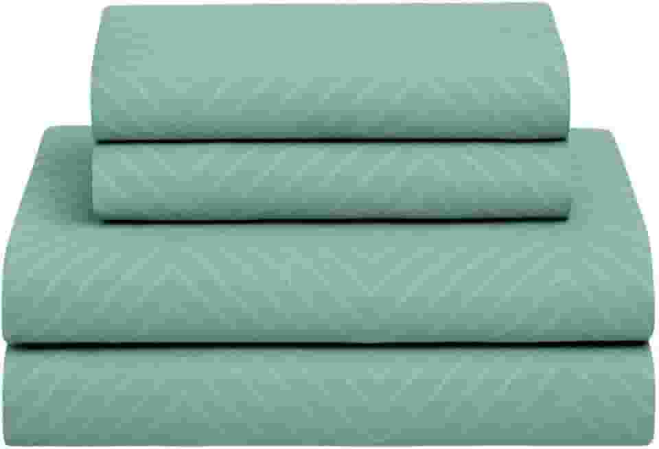 Jogo de Cama Bordado Acetinado Embossed 4 Peças - 1 Lençol de Cima, 1 Lençol de Elástico e 2 Fronhas, Não faz bolinha Toque Percal Em Poliéster Extra Macio | ADMIRARE (MONTANHA, QUEEN)