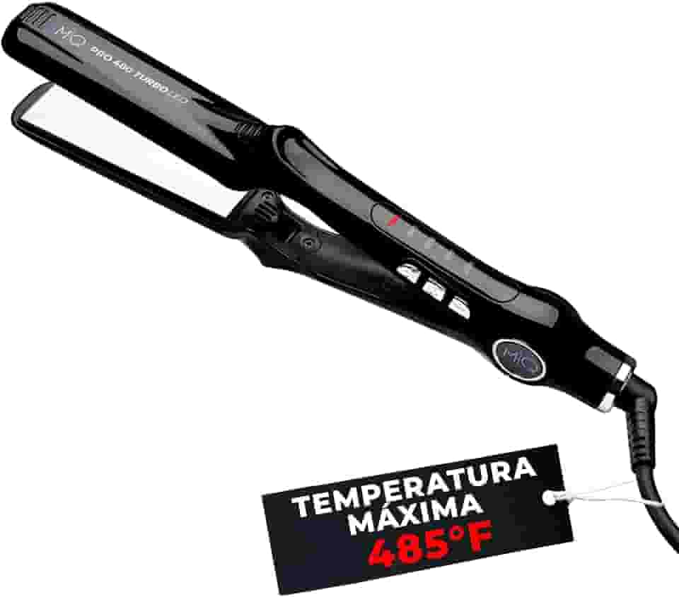 MQ HAIR - Chapinha Profissional de Titânio 485°F Turbo - Bivolt, Design Anatômico, Ultra Suave, Efeito Espelho - 3 Passagens Necessárias, Alisamento Perfeito - Controle Seguro de Aquecimento - Preto