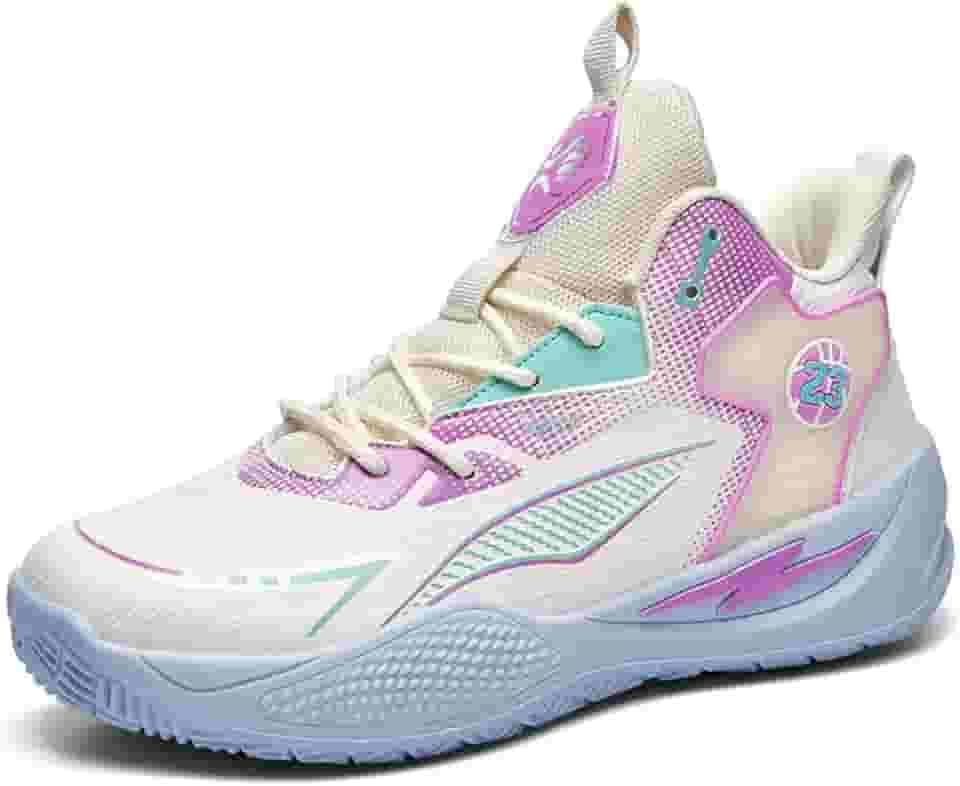 Novetra Tênis de basquete duráveis ​​de cano alto para homens/mulheres com design elegante de bloqueio de cores(Beige,38 BR)