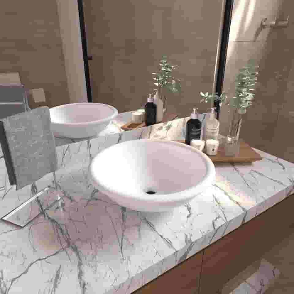 Cuba Pia Redonda de Apoio ou Sobrepor para Banheiro Lume Branco