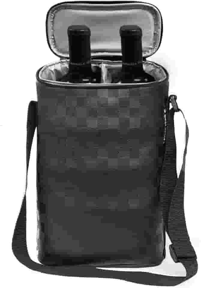 Bolsa Porta Vinho Wine Bag Case 2 Garrafas ou Tacas Espumante c/Alça Mala Couro Sintetico Preto