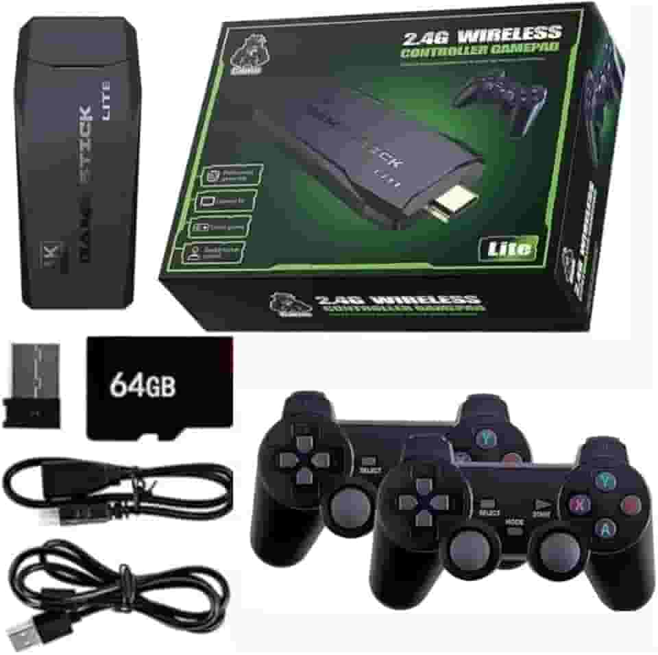 Game Stick Vídeo Game Retrô 4k Hdmi 64gb 20.000 Mil Jogos Com 2 Controles Sem Fio