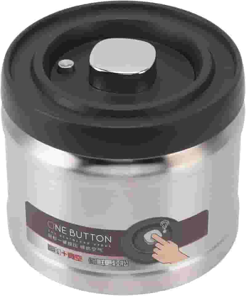 Greensen Recipiente a Vácuo para Café, Lata de Armazenamento Hermético Em Aço Inoxidável para Grãos de Café Moídos, Chá, Nozes Com Vedação Tipo Prensa e Colher Medidora (750ML Aço Inoxidável Cor