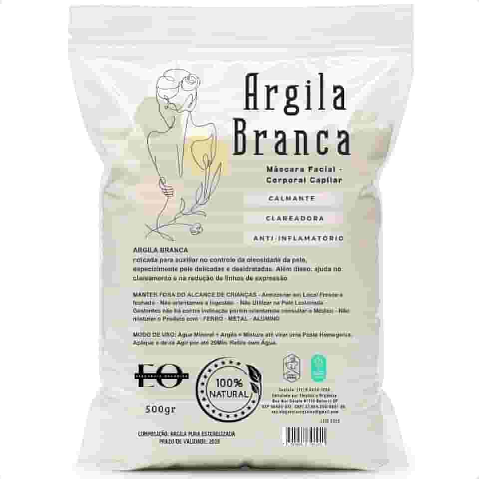 Argila Branca 500g Mascara Facial Skincare Clareadora Skin Care 100% Natural Hidratante