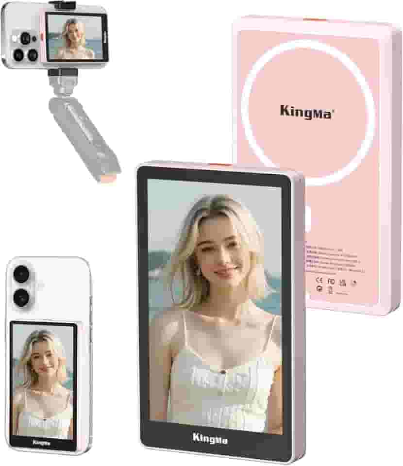 King Ma Tela magnética 4K 30FPS para celular Vlog Selfie, tela de sincronização traseira para iPhone para Vlog Live Stream e TikTok