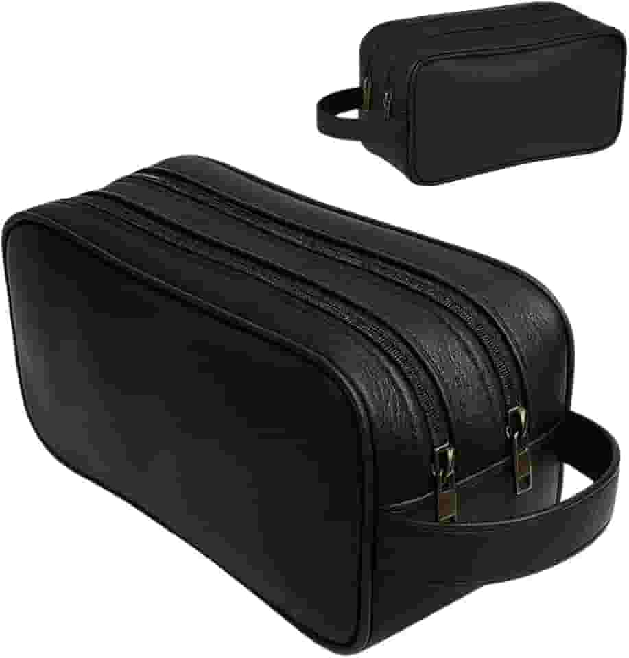 Necessaire Masculina Couro Legítimo Grande bolsa porta objeto viagem Organizador MONOLO (Preto)