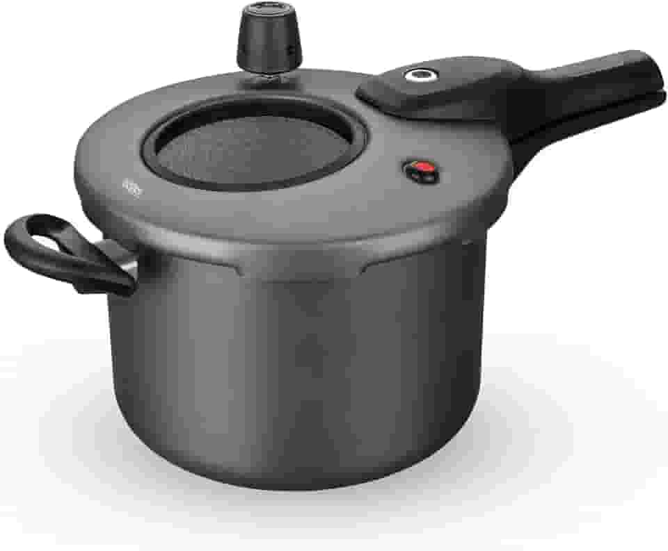 MTA - Panela de Pressão com Visor de Vidro e Fechamento Externo em Alumínio com Antiaderente, Capacidade de 4,5L, nº 20, Cor Grafite, Linha Visor.