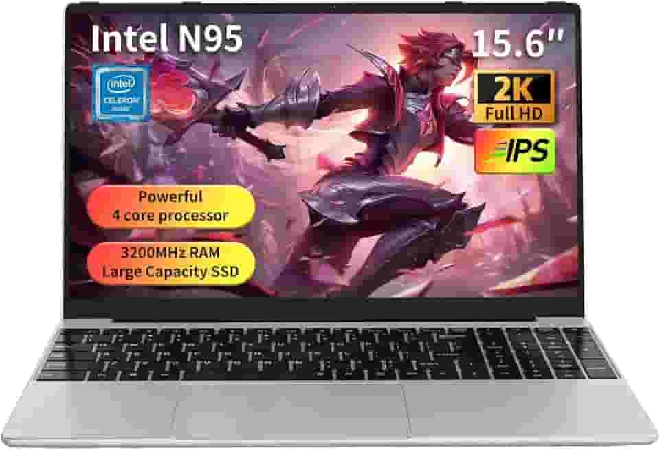 Laptop para jogos de 15,6 polegadas FHD, Intel N95 Turbo Boost 3,4 GHz, DDR4 de 16 GB + SSD de 512 GB, teclado RGB retroiluminado e desbloqueio de impressão digital, laptop Windows 11 Pro