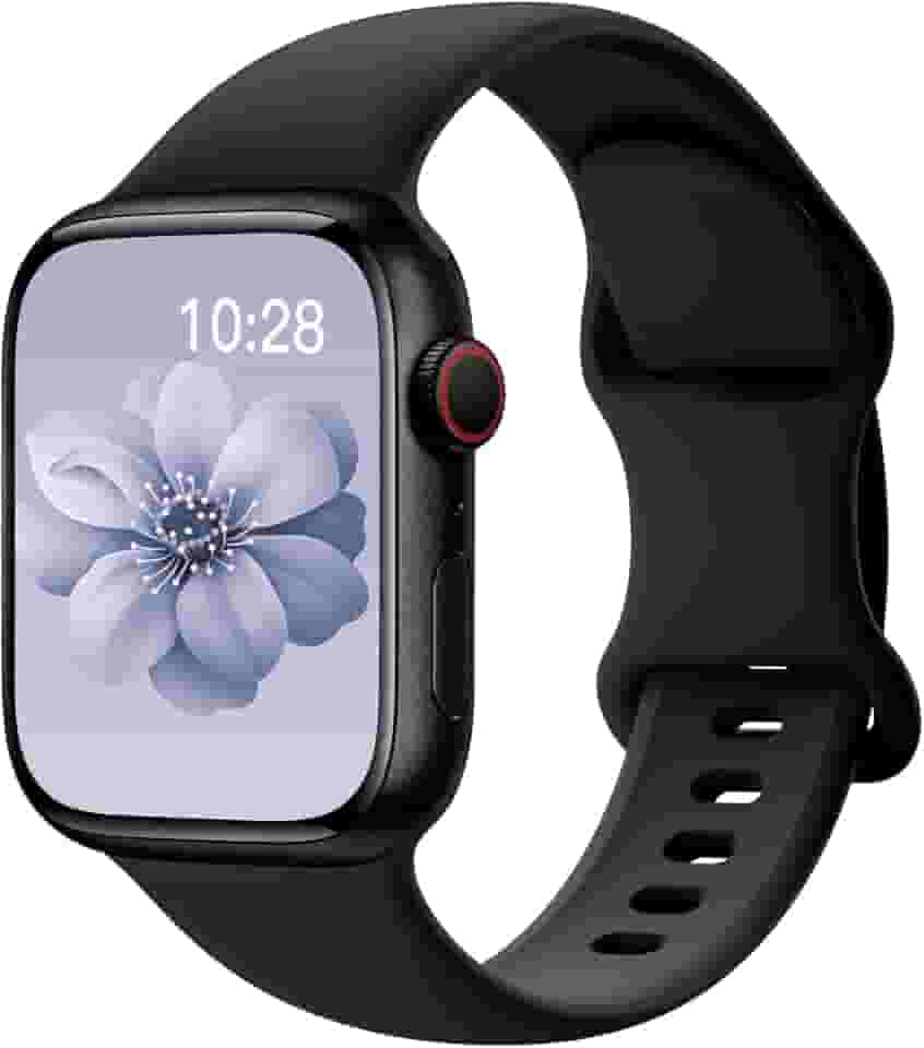 Pulseiras esportivas de silicone compatível com pulseiras de Apple Watch de 40 mm, 38 mm, 41 mm, 44 mm, 45 mm, 42 mm, 49 mm femininas e masculinas, pulseira de substituição esportiva macia e