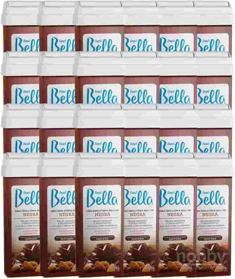 Depil Bella Cera Depilatória Roll-on Negra, Kit com 24 Unidades, 100g cada, com Cacau e Óleo de Amêndoas