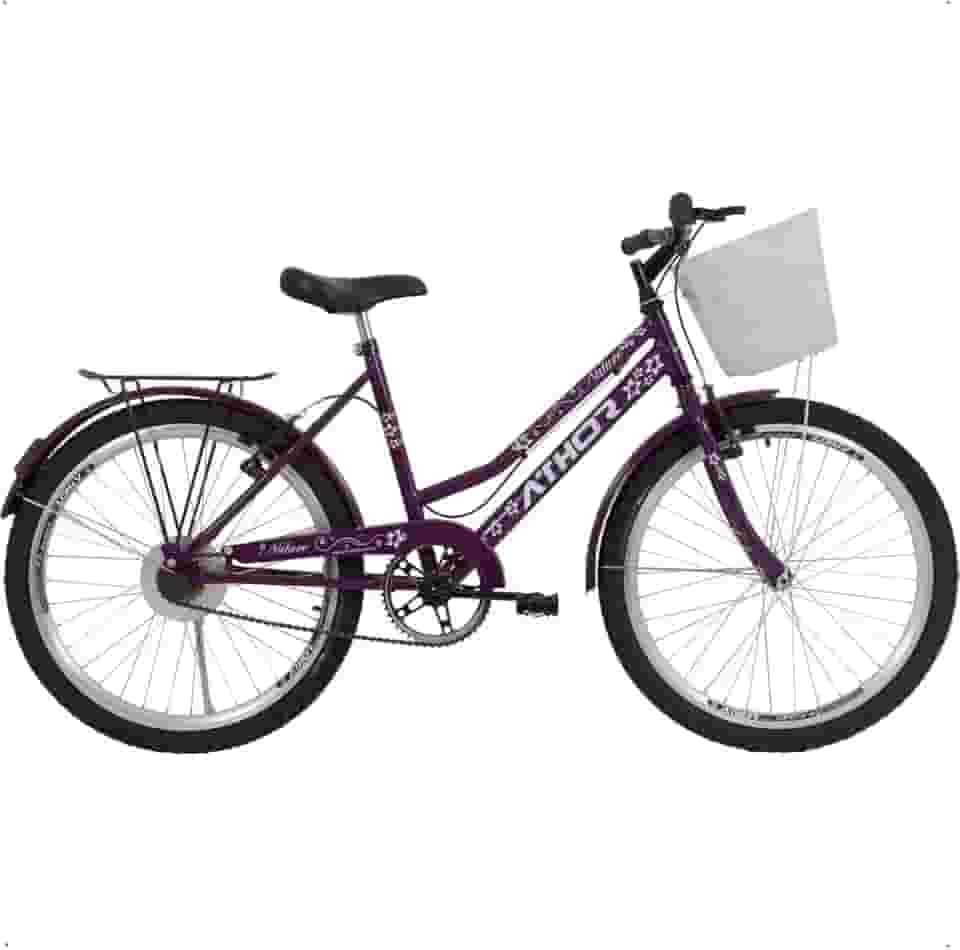 Bicicleta Infantil Feminina Athor Nature Aro 24 C/Cesto Violeta