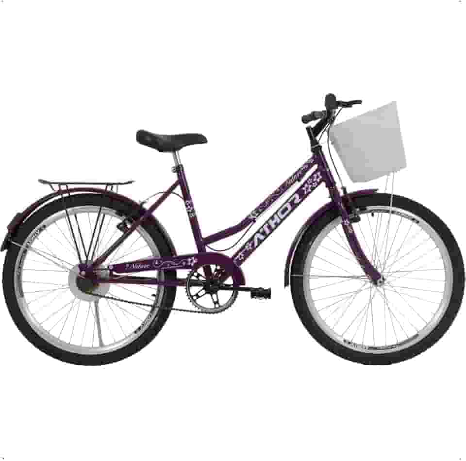 Bicicleta Infantil Feminina Athor Nature Aro 24 C/Cesto Violeta