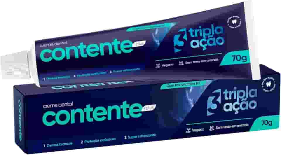 ORGÂNICO NATURAL Creme Dental Contente Tripla Ação - Combate Cáries e Placas - Pasta de Dentes Sem Flúor e Químicas Desnecessárias - Frescor Prolongado - Vegano - 70g