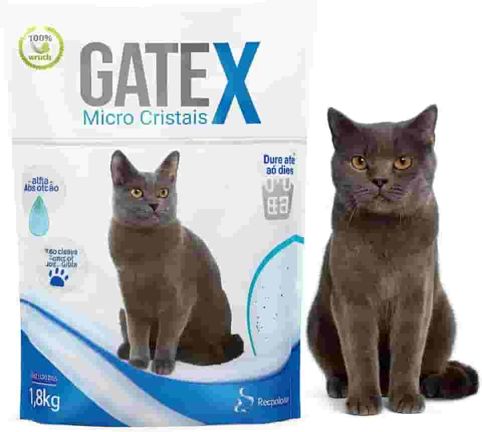 Areia Sanitária para Gatos Gatex Micro Cristais 1,8kg – Sílica 100% Natural, Alta Absorção, Controle de Odores, Dura até 30 Dias, Não Deixa Pegadas, Ideal para Gatos Adultos e Filhotes