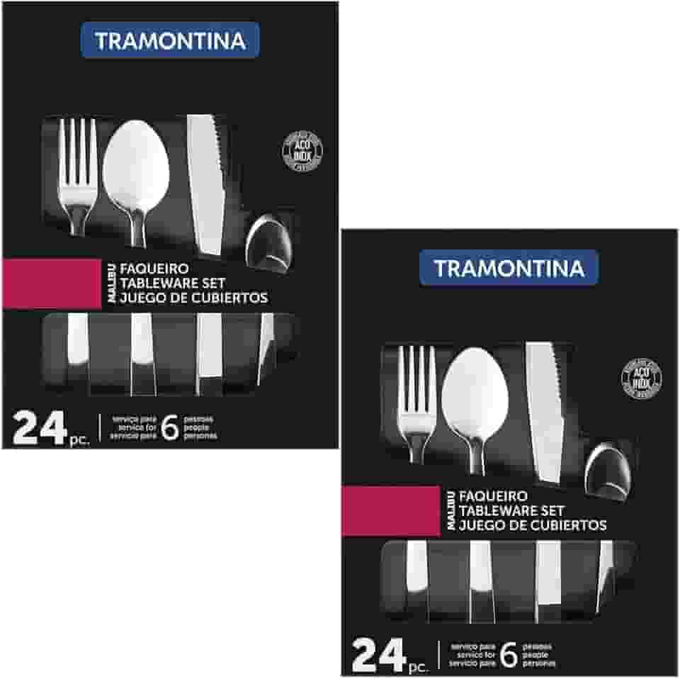 Jogo Faqueiro Talheres Aço Inox Tramontina Malibu 48 Peças