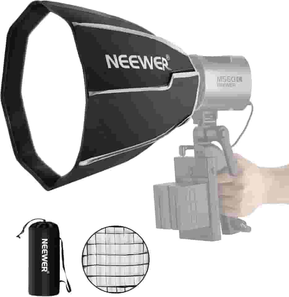 NEEWER Softbox octogonal de 30 cm com suporte necessário dobrável rápido rápido de montar mini caixa macia com difusores/grade de favo de mel/bolsa para MS60 MS60B MS60B MS60C MS150B