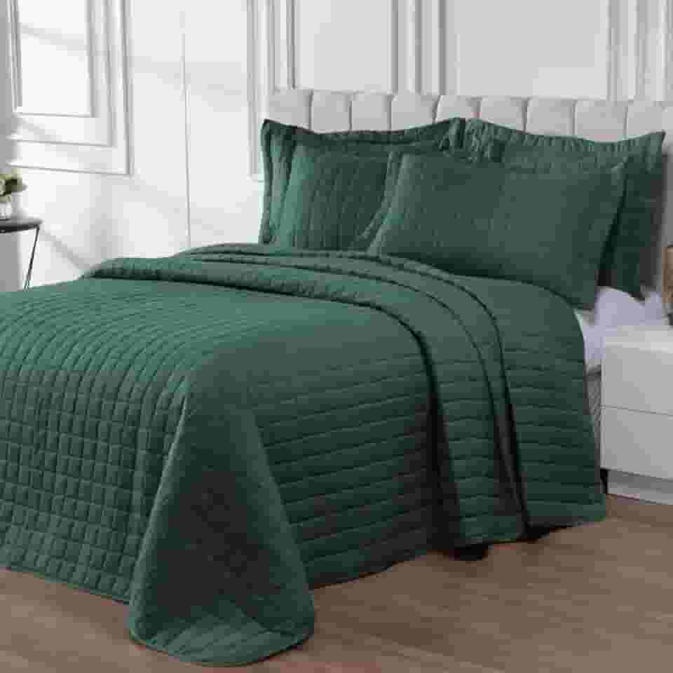 Kit Cobre Leito 400 Fios Completo Dupla Face Solteiro, Casal, Queen e King Size. (Verde, Solteiro - 2 pcs)