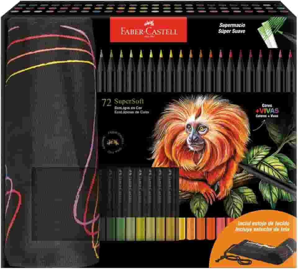 Lápis De Cor, Faber-Castell, Ecolápis Supersoft, 371910, 72 cores com estojo de tecido