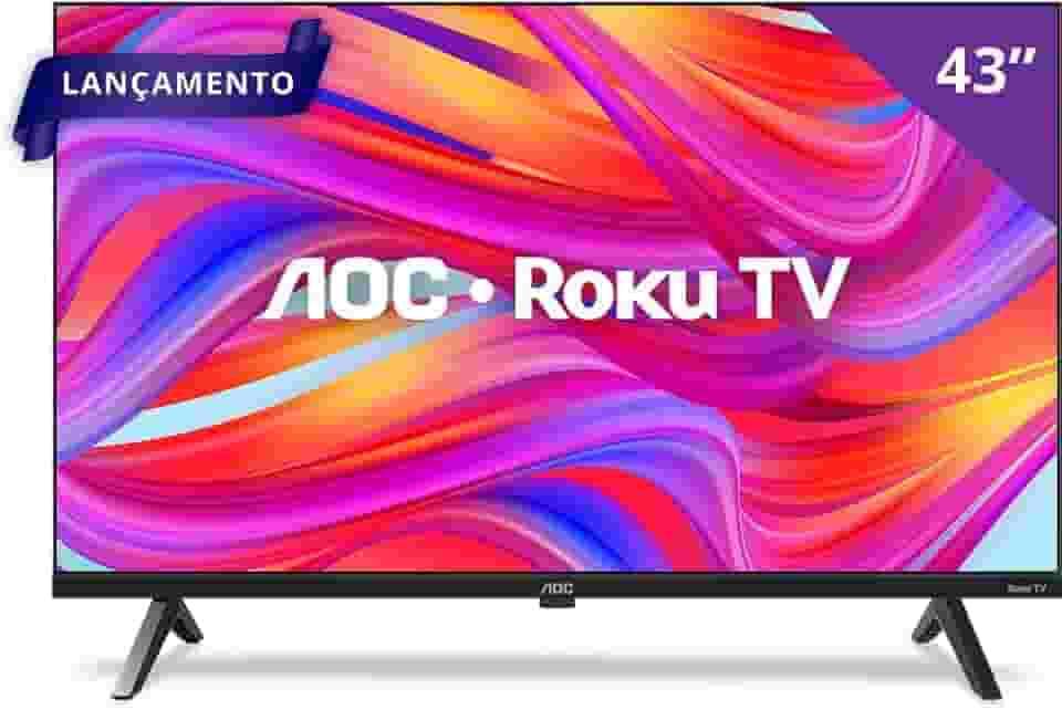 AOC, Smart TV, Roku 43'' Full HD, 43S5045/78G, com HDMI, USB, Wi-Fi, Conversor Digital