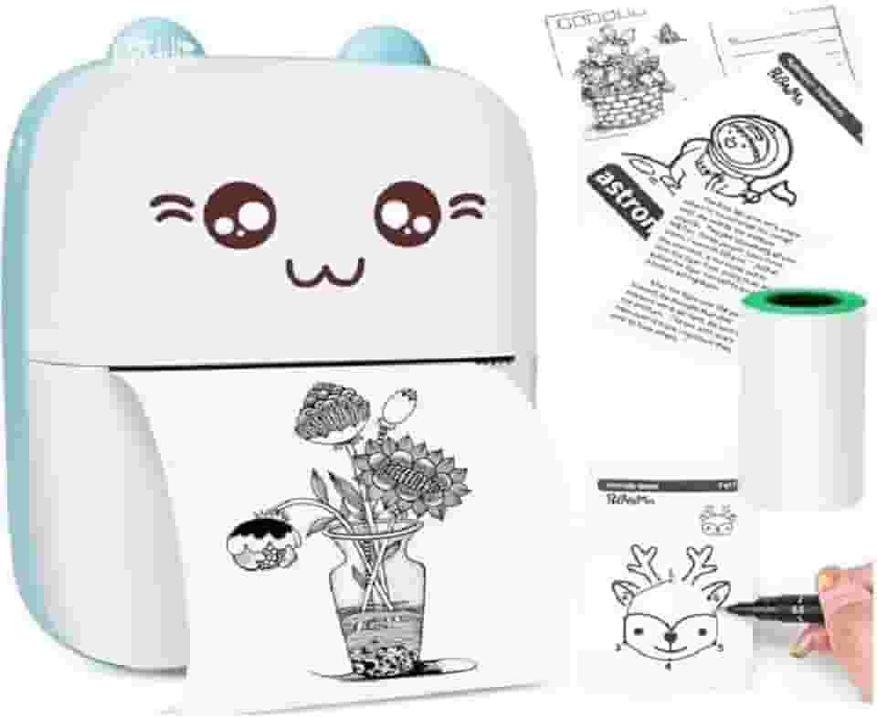 Mini Impressora Térmica | Impressora adesivos sem tinta | Impressora sem tinta controle APP USB | Mini impressora bolso sem fio para etiquetas, adesivos, fotos, marcadores, cartões