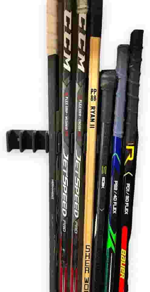 Suporte de parede para taco de hóquei com 10 tacos | Organizador de taco de hóquei no gelo | Sênior | Organizador de taco de hóquei comporta até 10 tacos | Inclui parafusos de montagem pretos