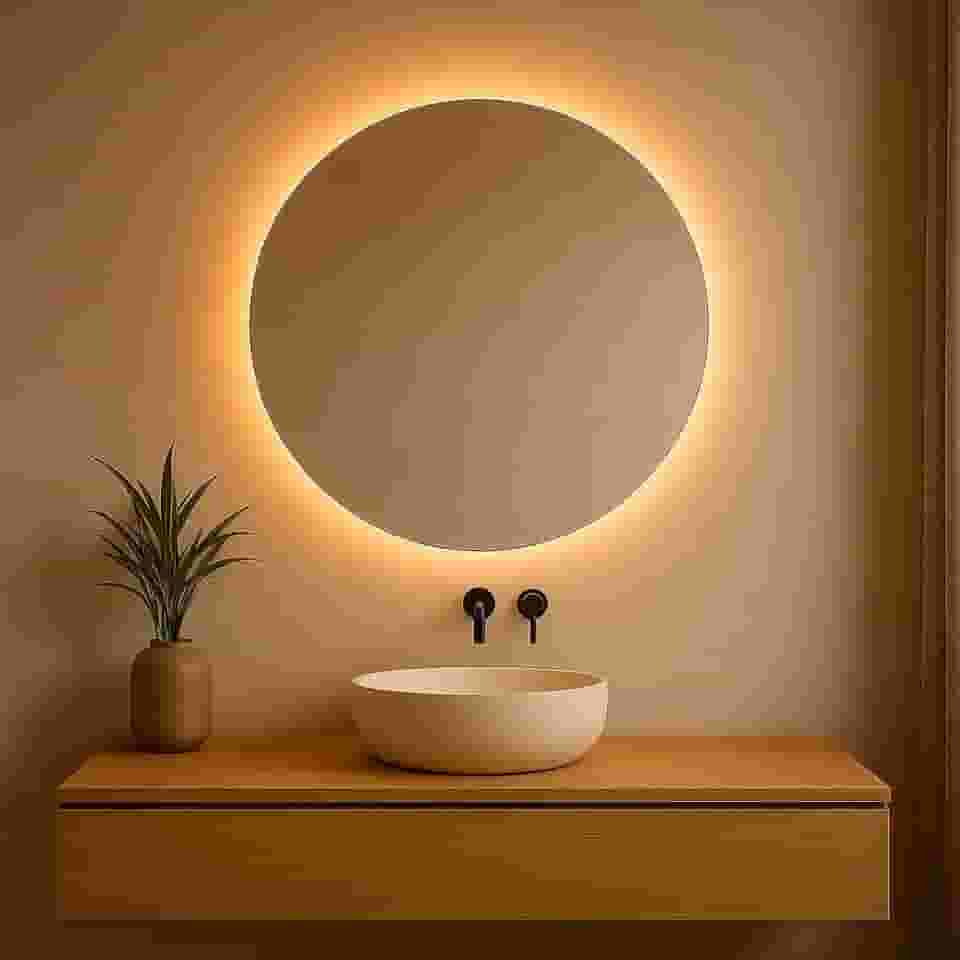 Espelho Redondo Com Led Lapidado Decorativo Luxo (60cm)