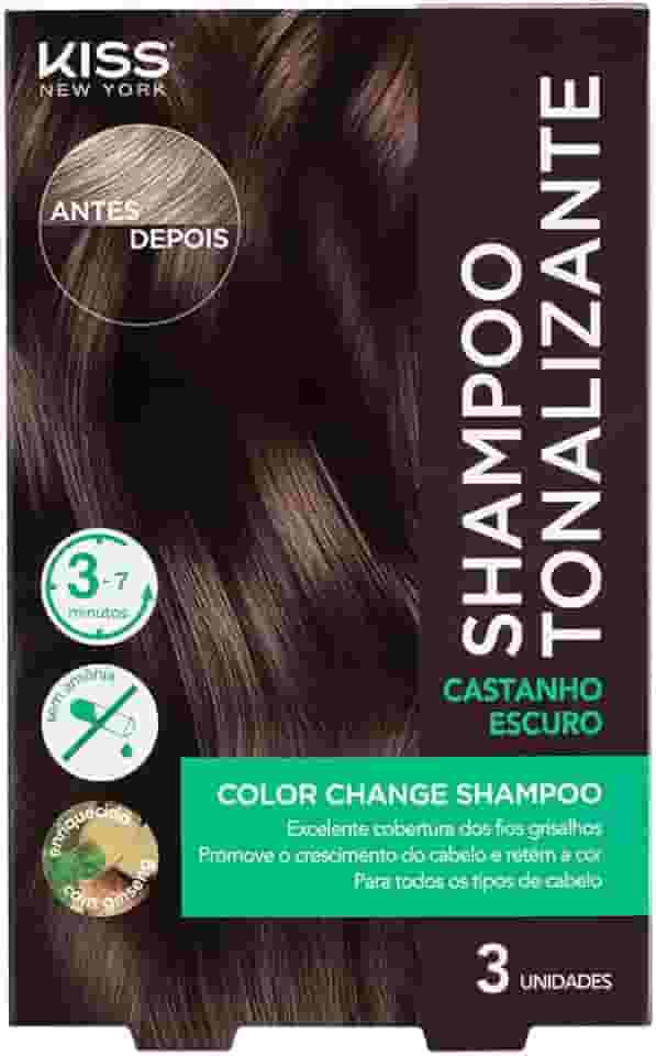 KISS NEW YORK Color Change Shampoo - Shampoo Tonalizante Castanho Escuro