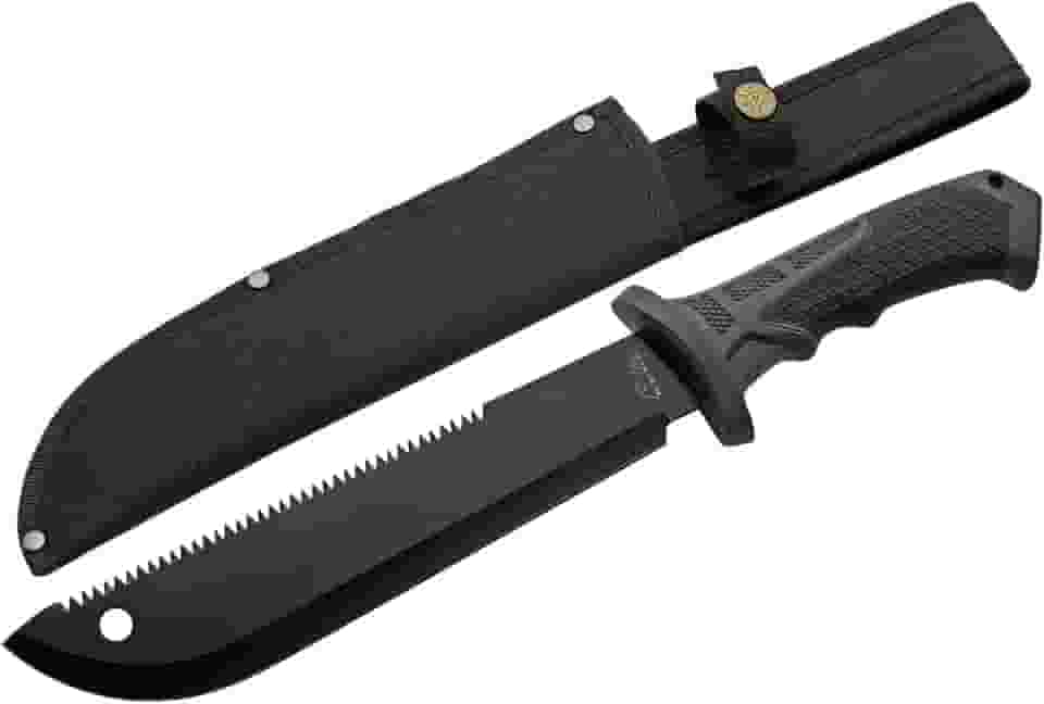 SZCO Supplies Facão com cabo emborrachado de 38,7 cm com bainha de nylon