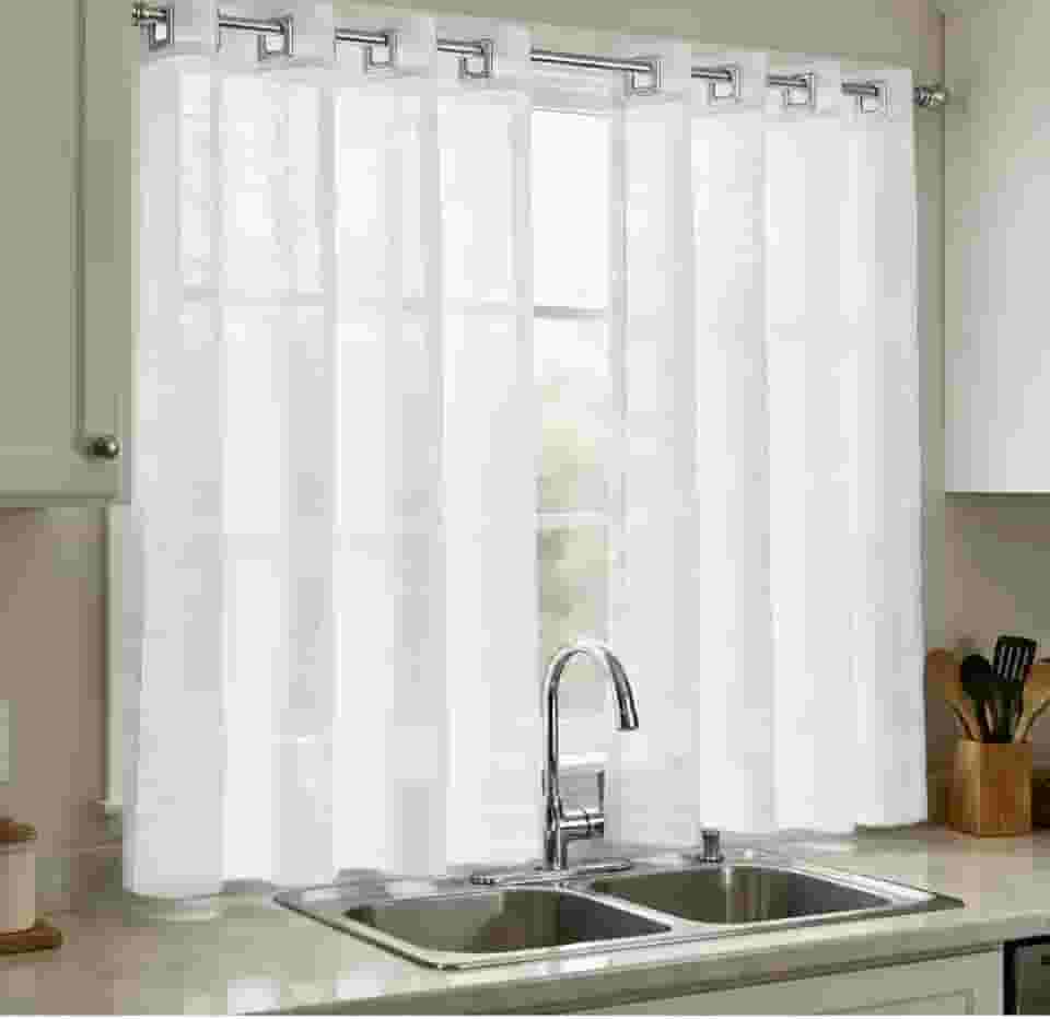 Cortina Voil Gaze De Linho Branco 2,80x1,40 Sem Forro Cozinha