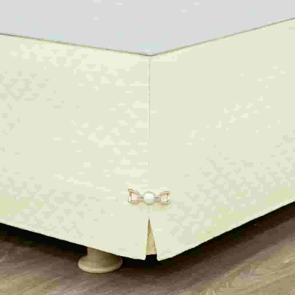 Saia para Cama Box Casal Matelada com Pingente - Palha (Palha, Casal)