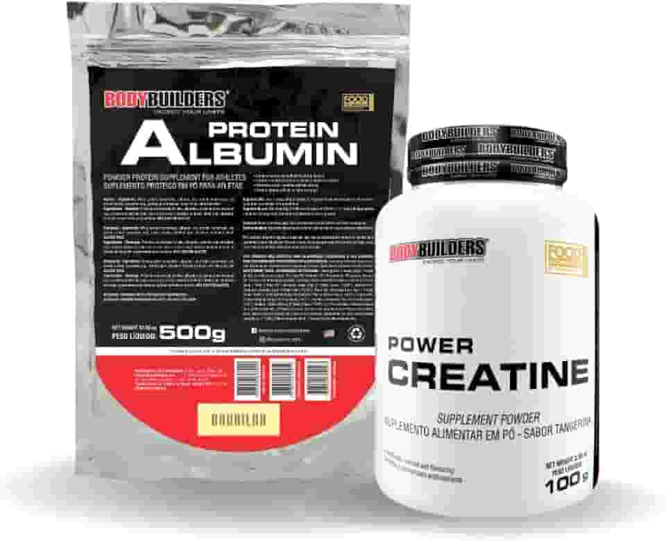 Kit Albumin Protein 500g + Power Creatina 100g - Bodybuilders (Baunilha)