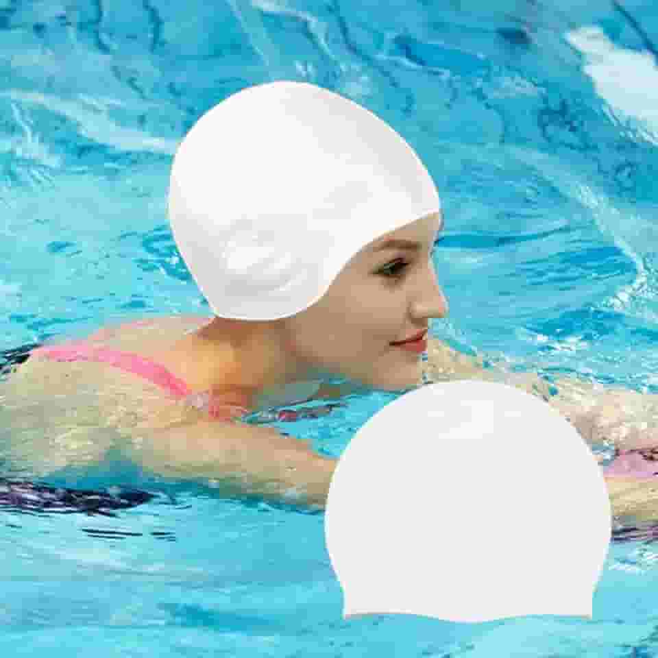 Touca de natação unissex de silicone para adultos, impermeável, durável, antiderrapante