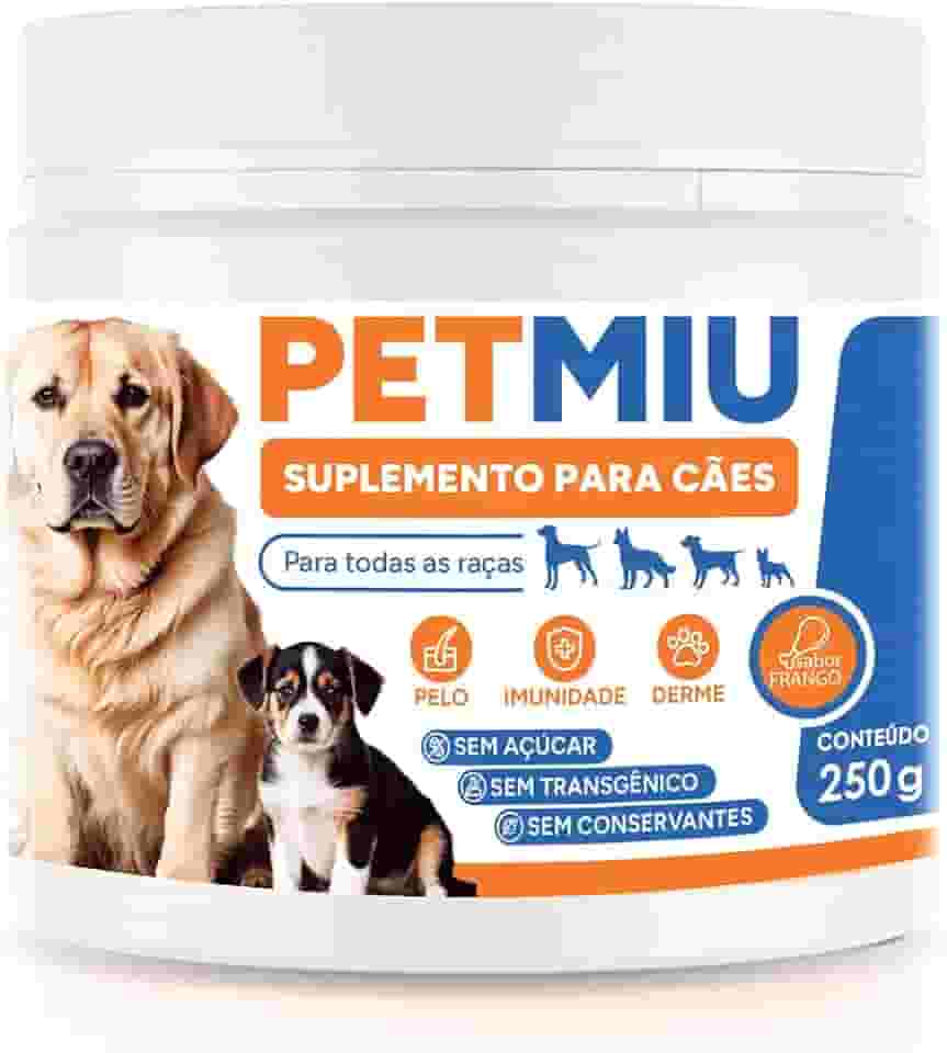 Suplemento Alimentar para Cachorros PETMIU Multivitamínico Pelos Articulações Fortalecimento Muscular Imunidade - 250g
