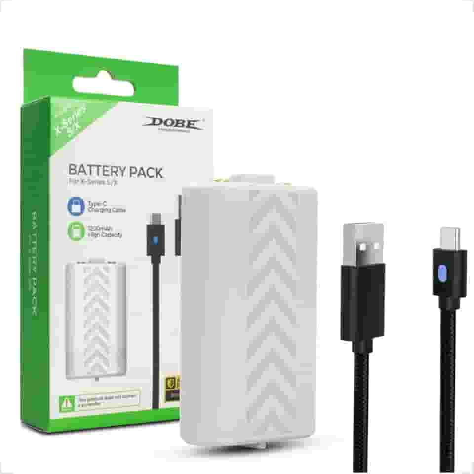 Kit Com Bateria Recarregável 1200mah E Com Cabo Tipo-C 3 Metros Compatível Para Xbox One Series S/X (BRANCO)