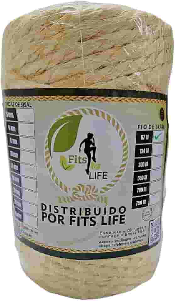 Rolo Corda De Sisal Natural 6mm 67 Metros Arranhador Para Gatos E Artesanato Em Geral - Fits Life