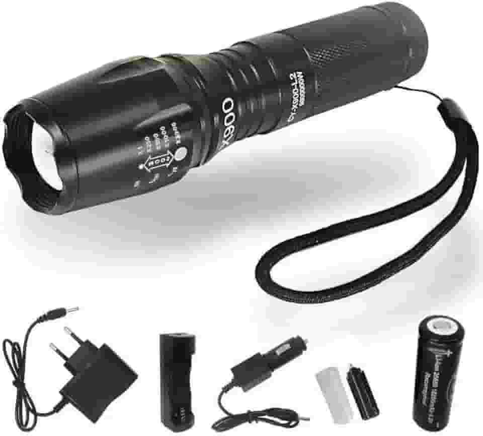 Lanterna Tática Militar 900 Recarregável Police Com Zoom