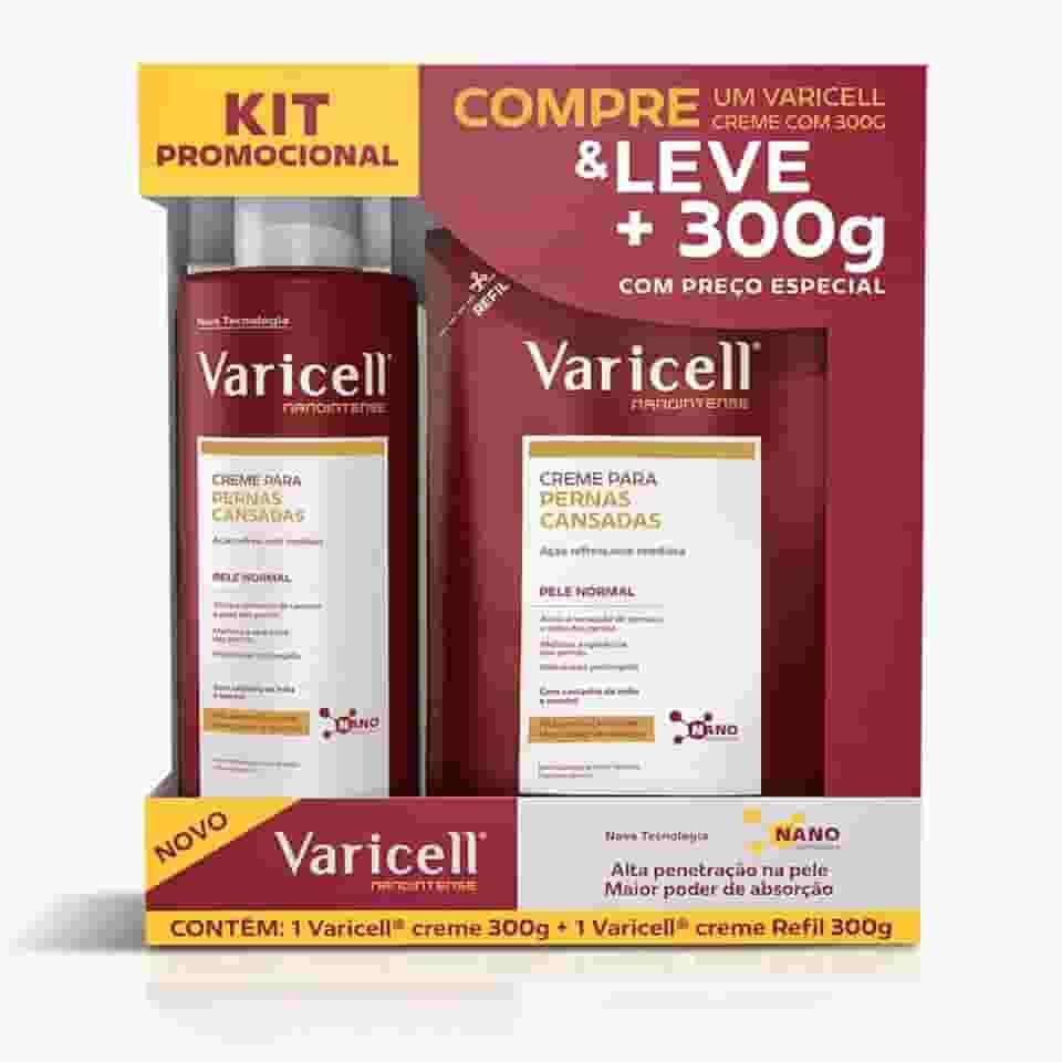 Kit Varicell Nanointense 300g + 300g Refil Pele Normal Alívio para Pernas Cansadas
