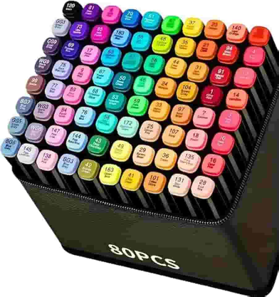 Caneta Marcador Touch para Colorir Desenho Boobie Goods Profissional, Ponta Dupla, Codificados por Cores, Caixa de Bônus marcadores artisticos, Canetinha Touch Coloridas para Boobie Goods (80 Cores)